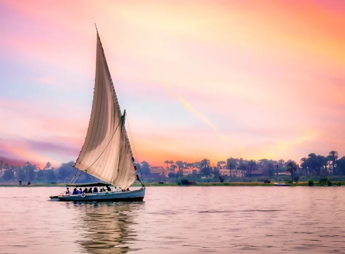 Felucca Sail Boat Around The Nile In Luxor